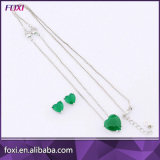 Simple Heart Shape Single Stone Jewelry Set for Young Girl