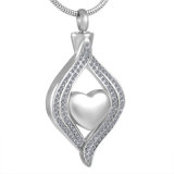 Heart in Crystal Stainless Steel Cremation Jewelry Ashes Urn Necklace