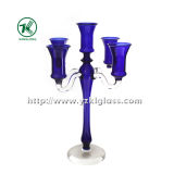Blue Glass Candle Holder for Home Decoration with Five Posts (10*23*33)
