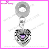 Heart Shape with Purple Crystal Necklace Charms for Ashes
