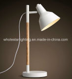 Metal Reading Table Lamp with Wood Support (WHT-0567)