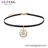 44326 Top Selling New Model 18K Gold Plated Double Layered White Gemstone Strawberry Pendant Necklace