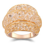 Luxury Style Mesh Design Gold Crystal Ring Jewelry