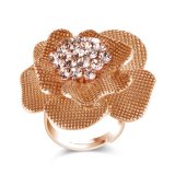 Yellow Flower Custom Imitation Diamond Women's Ring for Valentine's Day