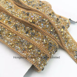 New Element Rhinestone Trimming Hot Fix Beads Rhinestone Chain for Garment Accessories Trimming (TP-20mm Gold)
