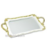 White Polyresin Dresser Mirror Tray Decoration
