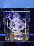 Chinese Dragon Crystal Glass Cube with 3D Photo Engraving
