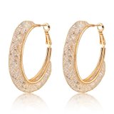 Luxury Fashion Dubai Gold Jewelry Crytsal Pendant Hoop Earrings
