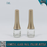 Round 5ml Empty Glass Nail Polish Bottle with Champagne Gold Cap Brush