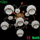 Write and Round Glass Chandelier Lighting with Five Lamps (X-9366/5+1)