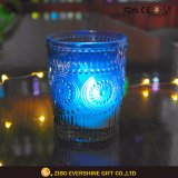 Heat Resistant Blue Glass Candle Holder