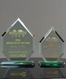 Crystal Glass Jade Trophy with Customized Logo Sandblast