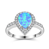 Latest Style Jewelry White Gold Plated Imitation Opal Stone Ring