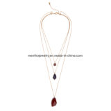 Multi Layers Retro Long Chain Women's Necklace Irregular Gem Pendant Jewelry