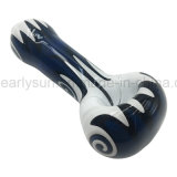 Blue & White Rotating Grain Glass Spoon Pipe (ES-HP-171)