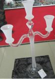 Frosting Glass Candle Holder with Three Posts.