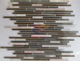 Brown Strip Glass with Pink Marble Stone Mosaic Tile (CFS598)