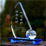 Unique Design Blue Crystal Trophy for Souvenirs & Winners
