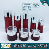 Red Colored Cosmetic Glass Bottles and Cosmetic Glass Jars with Wholesale Price