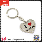 China Cheap Heart Shape Metal Keychain with Crystal