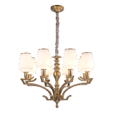 New Design Iron Chandelier with Glass Shade Lighting Fitting for Home (SL2276-8)