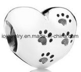 Customized 925 Sterling Silver Paw Print Beads
