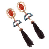Fashion Rhinestone Metal Long Tassels Colorful Earring Women Jewelry