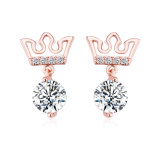 Crown Shape Crystal Earrings 18K Gold Palted Jewelry