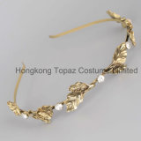 Baroque Luxury Greek Wind Retro Metallic Leaf Diamond Pearl Fine Hair Hoop Hair Ornaments (EH01)