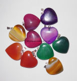 Natural Gemstone Crystal Agate Heart Pendant Jewelry