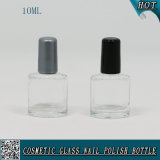 10ml Custom Transparent Glass Nail Polish Bottle with Black and Silver Brush Cap