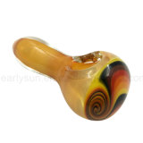 Wholesale Glass Yellow Sunrise Spoon Hand Pipe for Smoke (ES-HP-016)