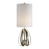 Metal Belt Ribs with Crystal Sphere Body Fabric Shade 1 Light Table Lamp