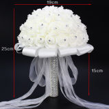High Quality Beige Foam Rose Rhinestone Crystal Holder Wedding Bridal Bouquet