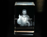 3D Jesus Engraving in Crystal Cube for Christian Souvenir Gift