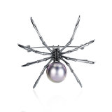 Black Color Spider Shape Pearl Crystal Fashion Jewelry Pin Brooch