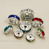 8mm Metal Silver Plated Crystal Rhinestone Rondelle Spacer Beads
