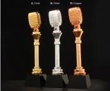 Hot Sale! High Quality Gold Microphone Microphone Crystal Trophy
