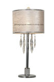 Phine Pd1767lm-01 Metal Desk Lamp with Fabric Shade Plated Chrome Table Lighting