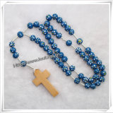 Colourful Knotted Cord Rosary Bracelet with Wooden Beads (IO-cr065)