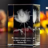 Plants Engraing Crystal Glass Cube with 3D Laser Engraving