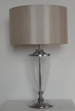 Traditioanl Glass Table Lamp with Fabric Shade (WHT-9446)