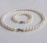 White Natural Freshwater Pearl Necklace Jewelry Sets