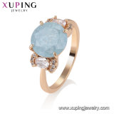 15382 Popular 18K Gold-Plated Flower Colorful Zircon Jewelry Finger Ring in Copper Alloy