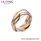 15113 Xuping Creative Stylish Jewelry Three Round Design Triple Layer Rose Gold Finger Ring