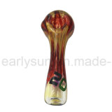 Glass Spoon Pipe Heavy Gold Fume with Small Heart (ES-HP-400)