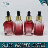 Hot Sale! 30ml Gradient Red Square Glass Dropper Bottle 1oz