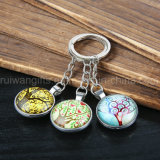 Wholesale Round Promotion Crystal Glass Metal Keychain for Souvenirs