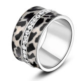 New Design Plated Jewelry Black Glass Crystal Finger Ring