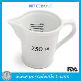 Wholesale White Ceramic 250ml Measuring Cup with Handle/Spout/Poecelain Measuring Cup